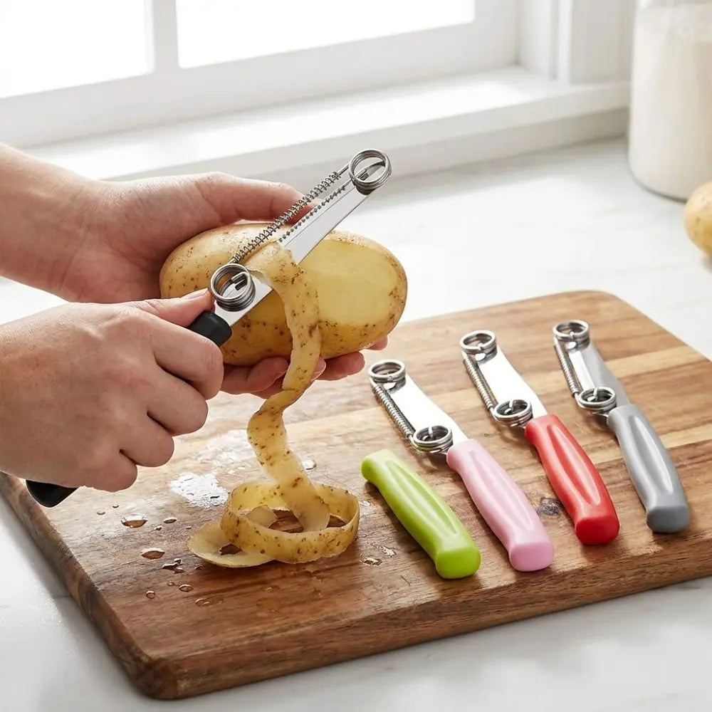Stainless Steel 2 in 1 Peeler Slicer Quick Slicing Portable Vegetable Fruit Peeler Rustproof Sturdy Handle Scallion Cutter Vue