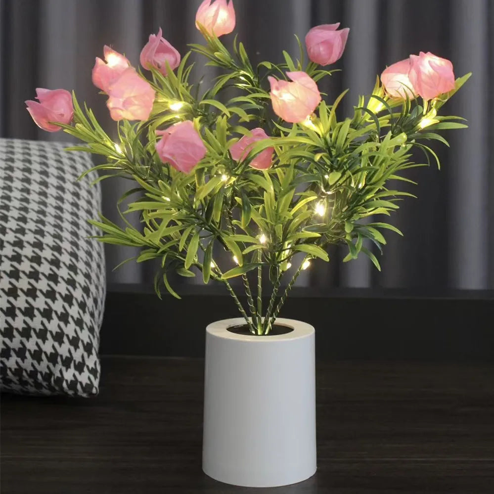 Night Light Battery Power Gardenia Flower Lights Interior Lighting Bedroom Desktop Decoration Table Lamp Night Lamps N008 Vue