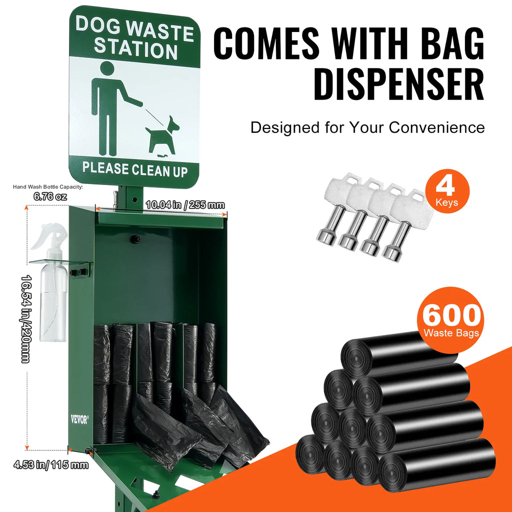 Commercial Dog Waste Station with Bag Dispenser & Hand Wash Dog Waste Station Vue