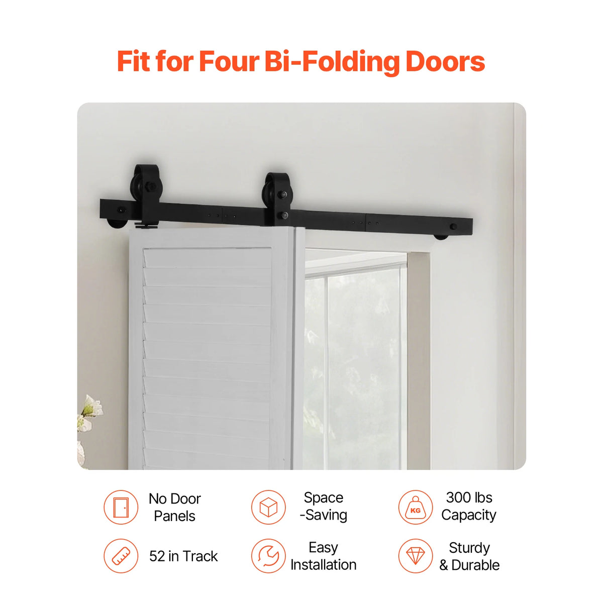Bi-Fold Sliding Barn Door Hardware Kit | Top Mount Track Barn Door Hardware Kit Vue