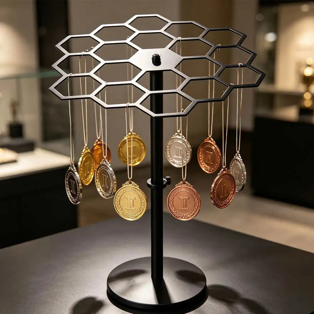 Multifunctional Rotatable Medal Hanging Rack Portability Durable Desktop Medal Display Rack Multi-purpose Rustproof Vue