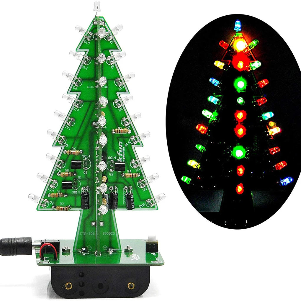 3D Christmas Tree LED DIY Circuit Kit – Flashing Holiday Lights DIY Electronics Kit Vue