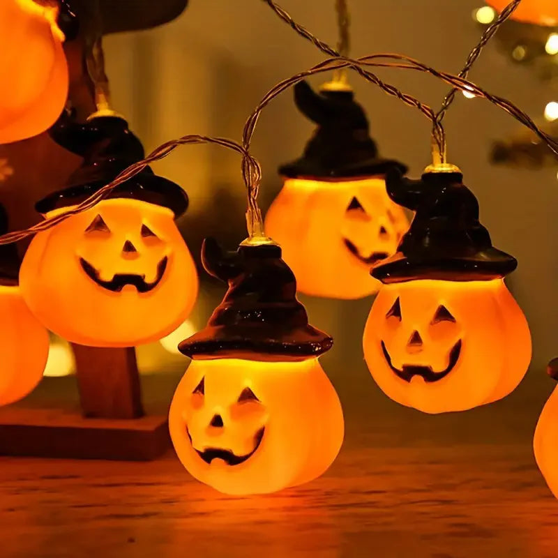 Halloween Pumpkin Hat LED String Lights Indoor Pumpkin Lantern Lights Halloween Home Party Yard Wall Door Decor Lights 822 Vue