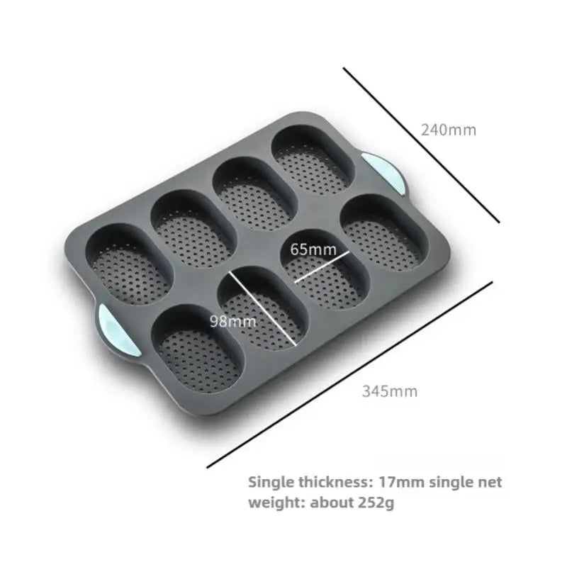 Silicone Baking Mold 3 & 8 Grid Nonstick Loaf Pan Resistant Bakeware For Homemade Bread Sausage Roasting〔CC11〕 Vue 8 grid Bread Mold