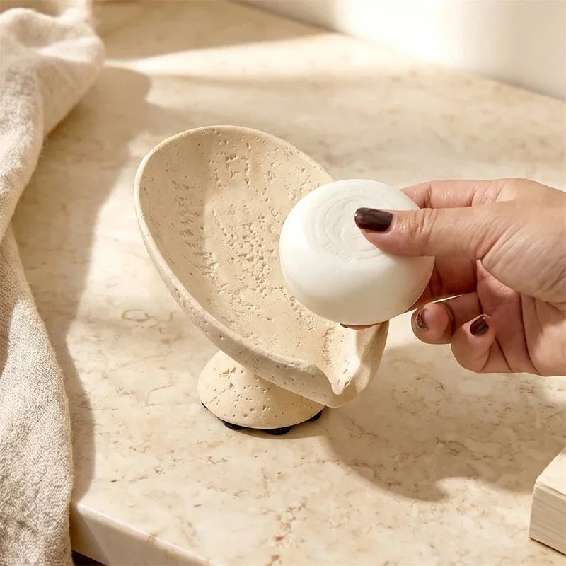 Luxury Marble Lotus Leaf Draining Soap Dish Minimal Soap Holder Tray For Bathroom Vanity Hotel And Home Countertop For Her Gift Vue