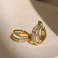 Huitan Gold Hoop Earrings with Cubic Zirconia | Women's Jewelry Hoop Earrings Vue E4904