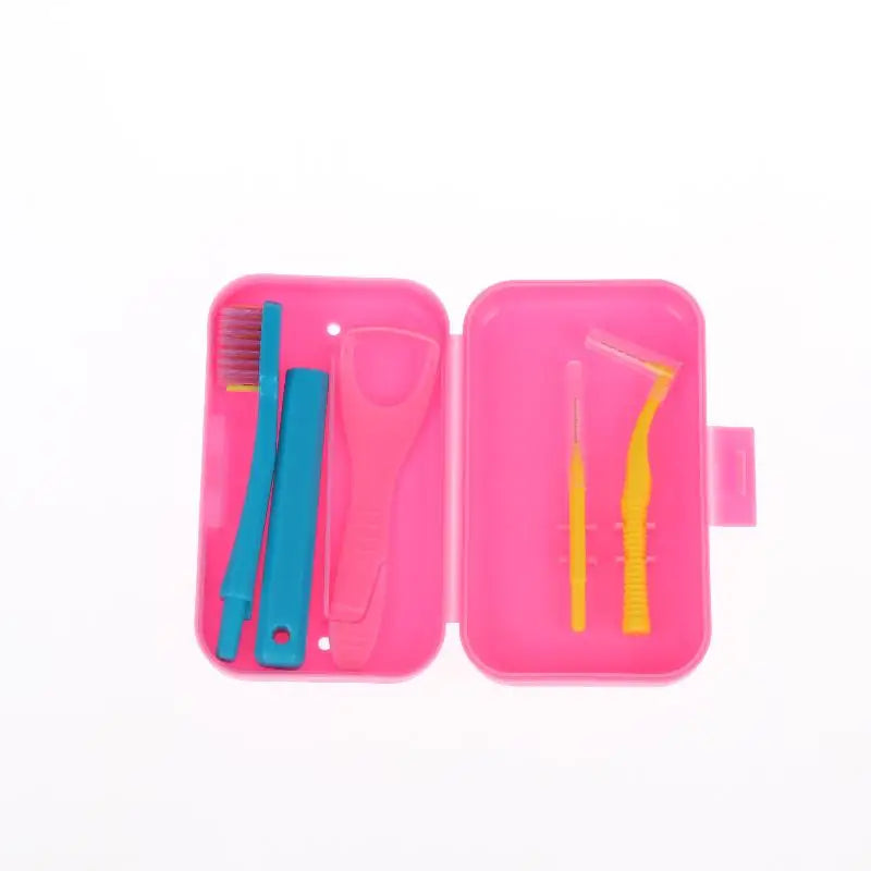 Care Kit Detachable Toothbrush with Interdental Brush Tongue Scraper Reusable Oral Set For Home Office Travel Vue Pink
