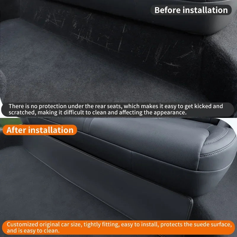Threshold Anti-Dirty Leather Mat for Tesla Model Y Juniper 2026 2025 Rear Seat Under Protector Pads 2nd Row Seat Lower Protector Vue