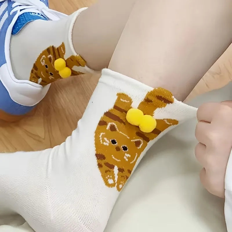 1-10Pairs Cartoon Crew Socks Cute Funny Soft Breathable Stretchy Daily Sports Mid Calf for Couples Friends Christmas Gift Vue
