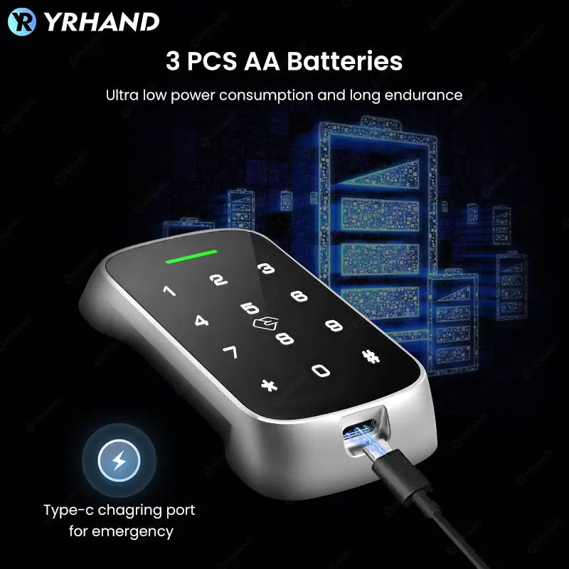 YRHAND Smart Cabinet Lock APP Control, Keypad & RFID Card Entry,Dual Authentication,Remote Access for Home Office Drawer Safe Vue