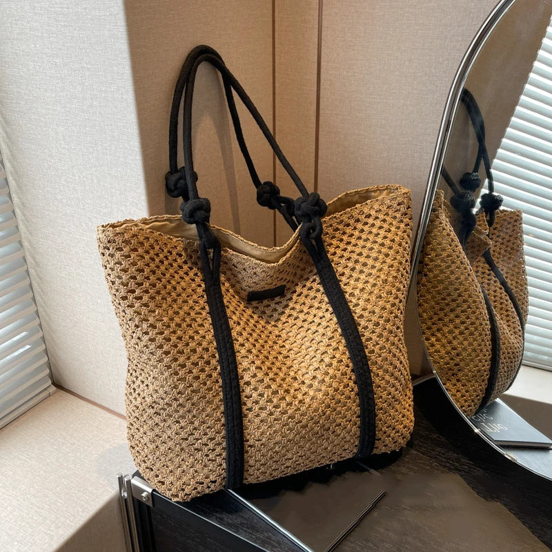 Elegant Ladies Straw Woven Handbag Women Holiday Beach Bag Casual