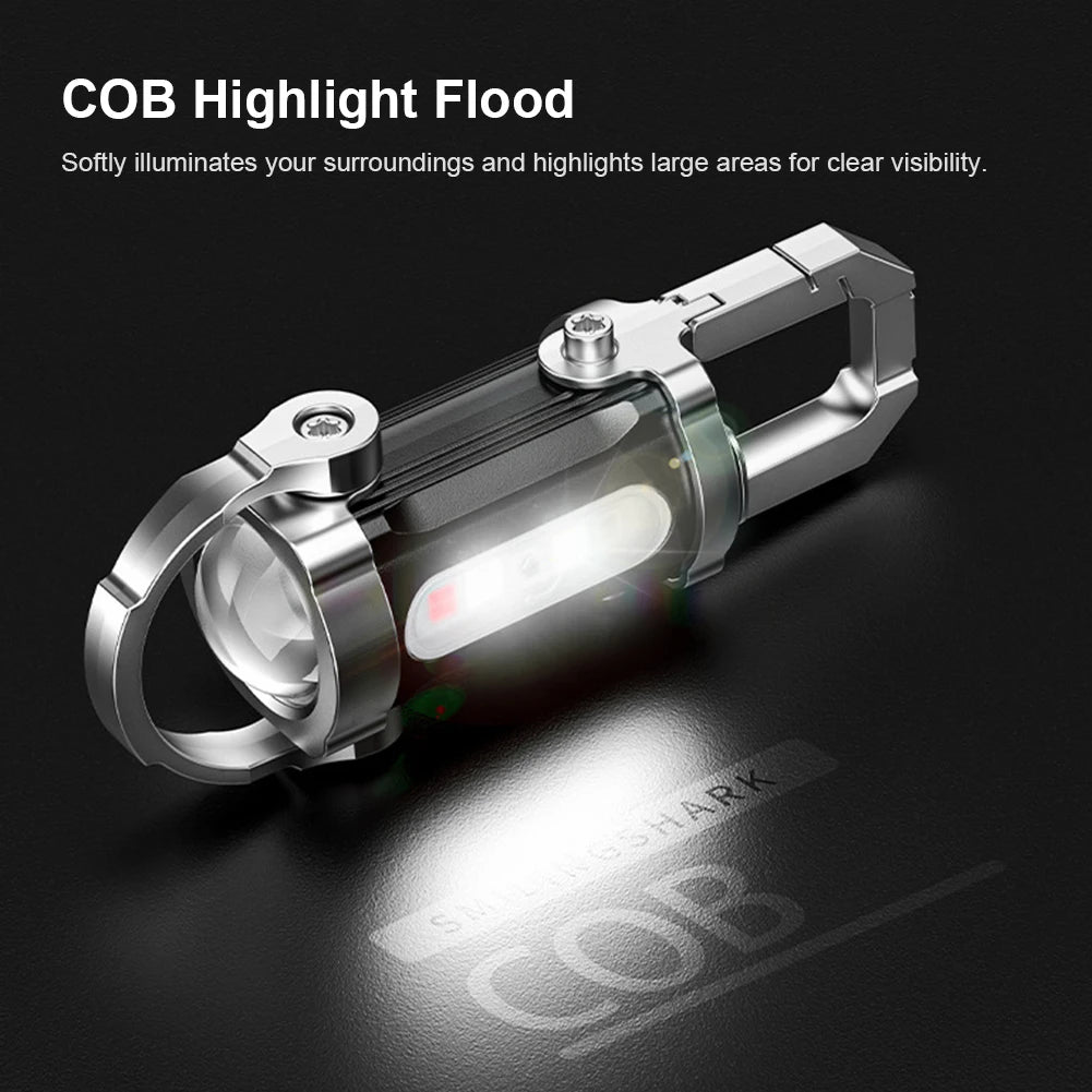 COB LED Keychain Flashlight | USB-C Rechargeable Pocket Work Light Keychain Flashlight Vue