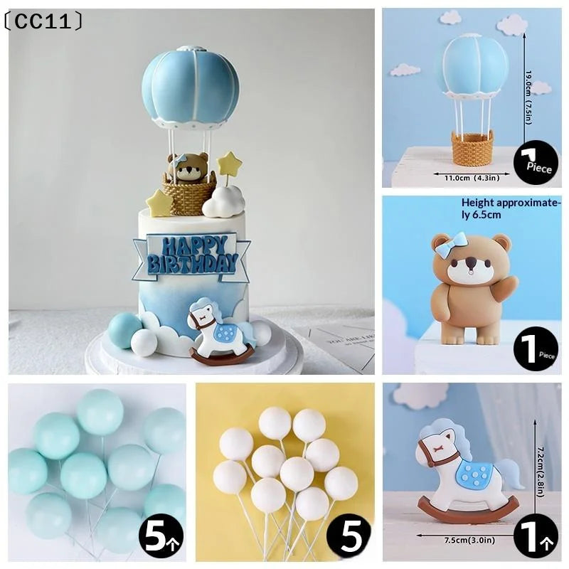 Blue Pink Air Balloon Cake Topper Gender Reveal Party Decoration Kids