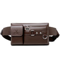 Daily Wear Solid Tone PU Leather Crossbody Fanny Bag Fashion Male