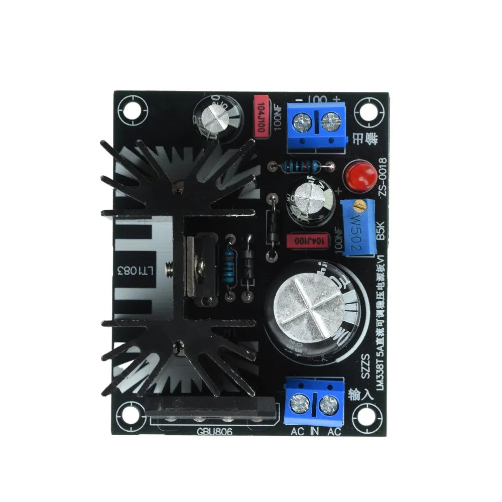 LM338T Linear Adjustable Voltage Regulator Module AC0-24V DC0-35V Input DC1.5-30V Output 5A Power Supply Board for Lab Test Vue