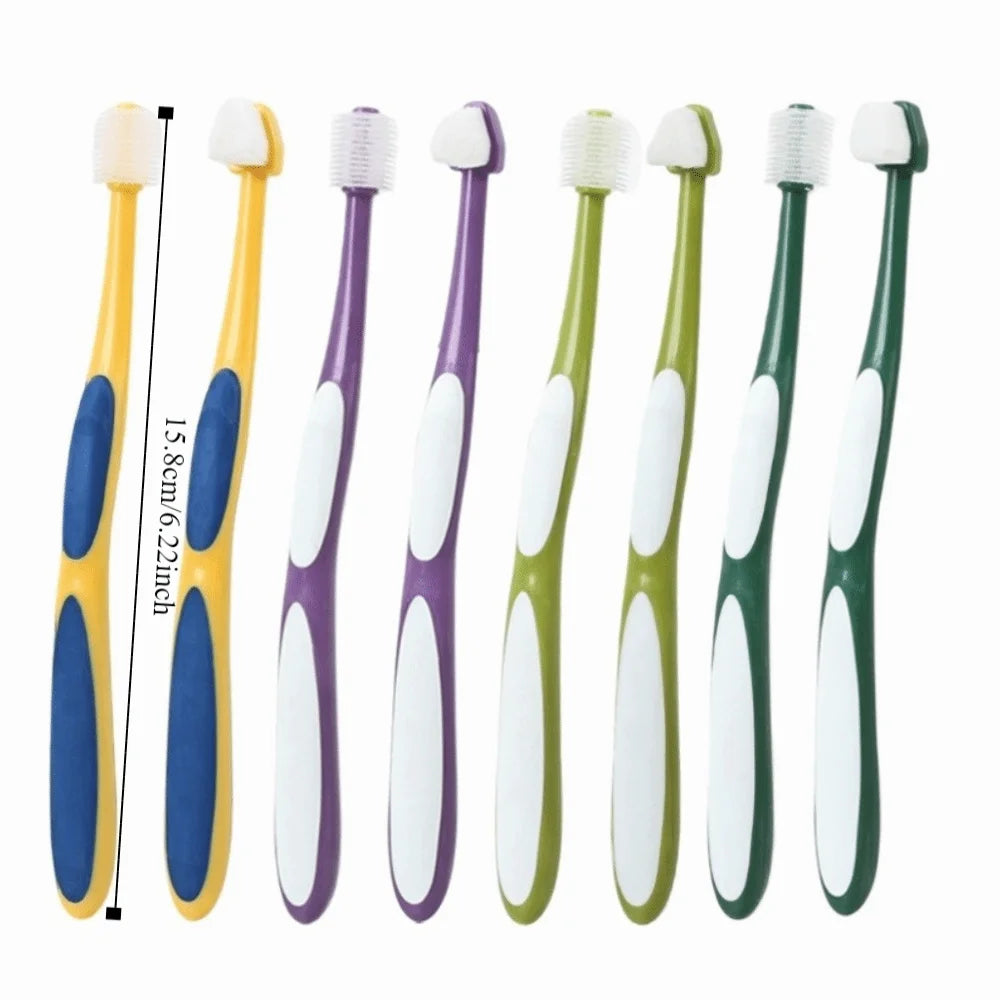 2pcs 360 Degree Cleaning Dog Toothbrush Micro Head Soft Hair Bristles Teeth Cleaning Brush Bite Resistant Cat Toothbrushes Vue