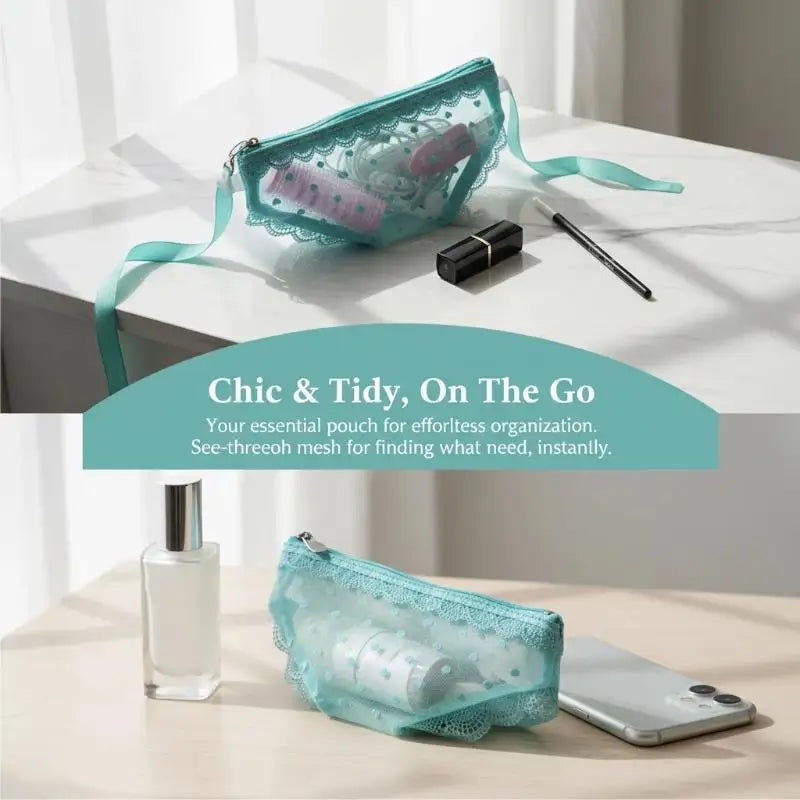 Unique Lace Mesh Briefs Shape Cosmetic Bag Portable Zipper Makeup Bag For Cosmetics Beauty Tools Toiletry Bag Storage Pouch Vue