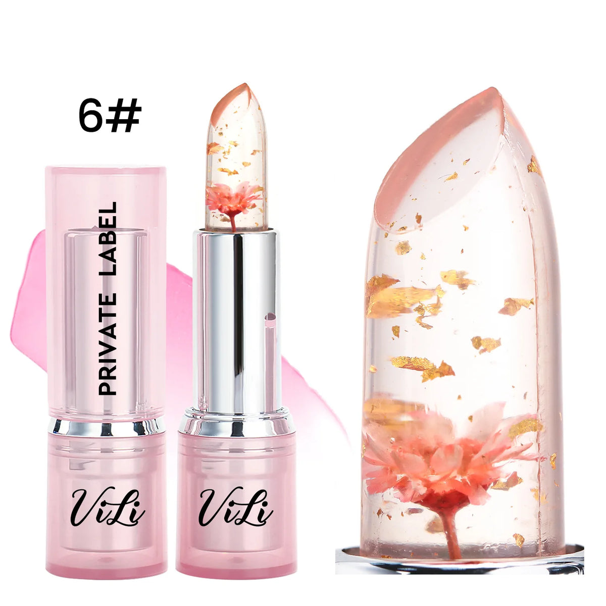 Magic Flower Lipstick Colors Changing Lips Plumper Creamy Lip Balm Moisturizing Makeup Waterproof Natural Pink Vegan Custom Logo Vue 6 1pcs sample