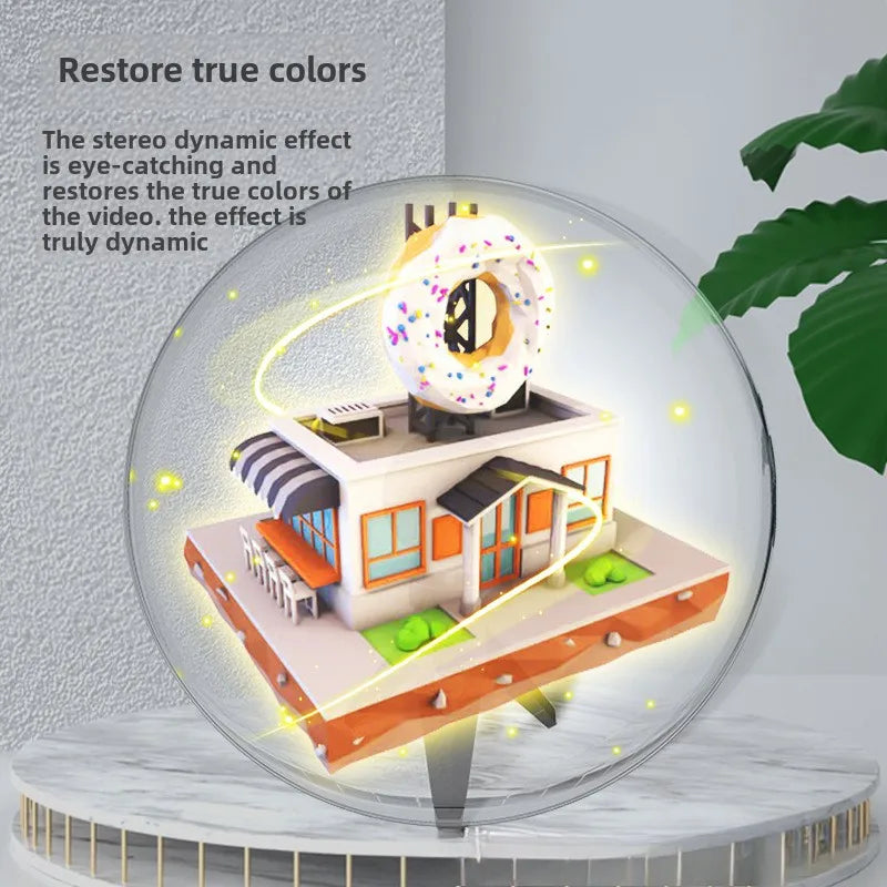 3D Holographic Projection Fan WiFi Remote Control LED Logo LED Neon Light Rotating Display Advertising Time Vue