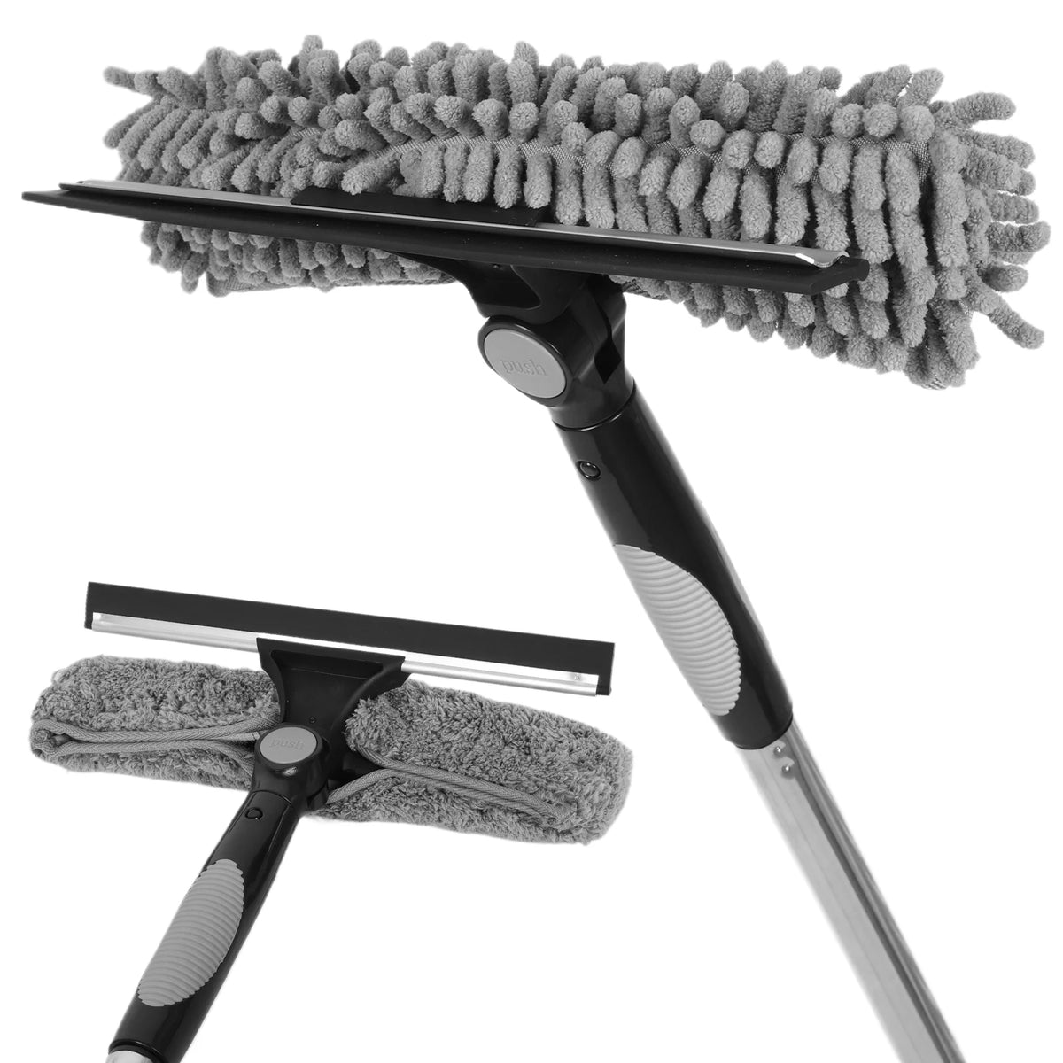 2-in-1 Extendable Window Squeegee & Cleaning Brush – 14.8ft Window Squeegee Brush Vue