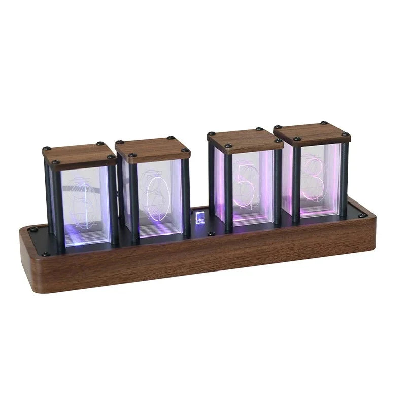 Nixie Tube Style Glow Alarm Clock Preassembled WiFi Time Sync Desktop Timer For Home Office Bedroom Ideal Gift For Teens Vue