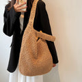 Women Large Capacity Shoulder Bags Handmade Straw Woven Fashion