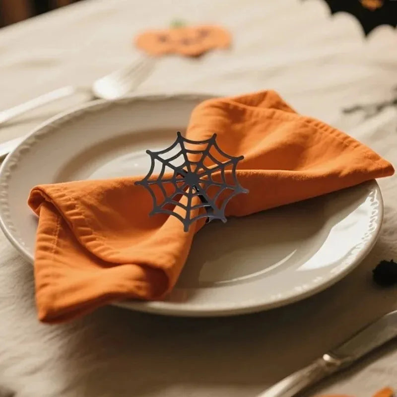 1-20PCS Spider Web Napkin Rings Halloween Party Table Decor for Hotel Restaurant Ghost Festival Dinner Napkin Holder Vue