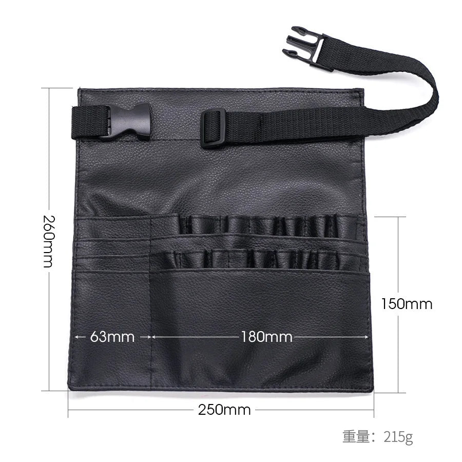 Multi-function Black PU Leather Cosmetic Bag Waist Bag Makeup Brush Bag With Belt For Professional Makeup Artist Large Capacity Vue black