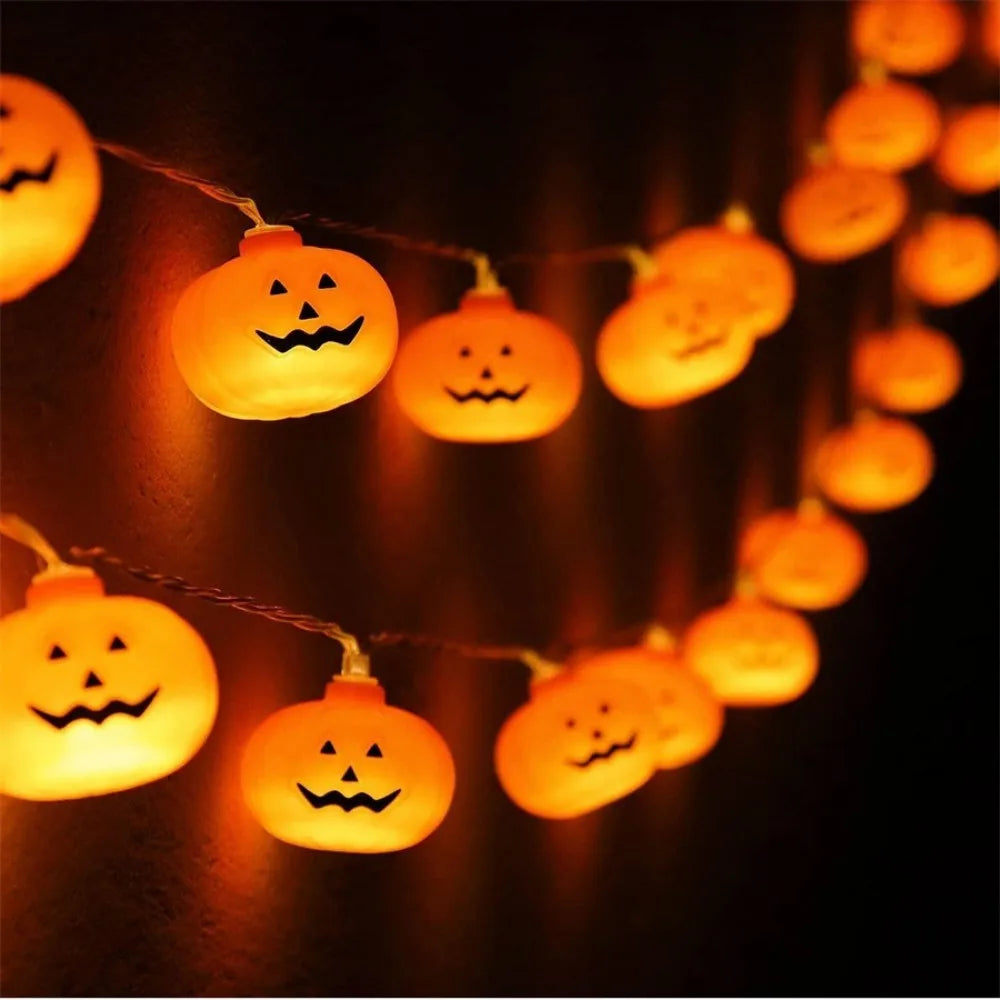 1pc LED Pumpkin String Lights, Halloween Party Decoration Pumpkin Lantern, Festive Yard Outdoor Lighting, Battery-Operated Vue Warm White 1PC 1.5M10LED