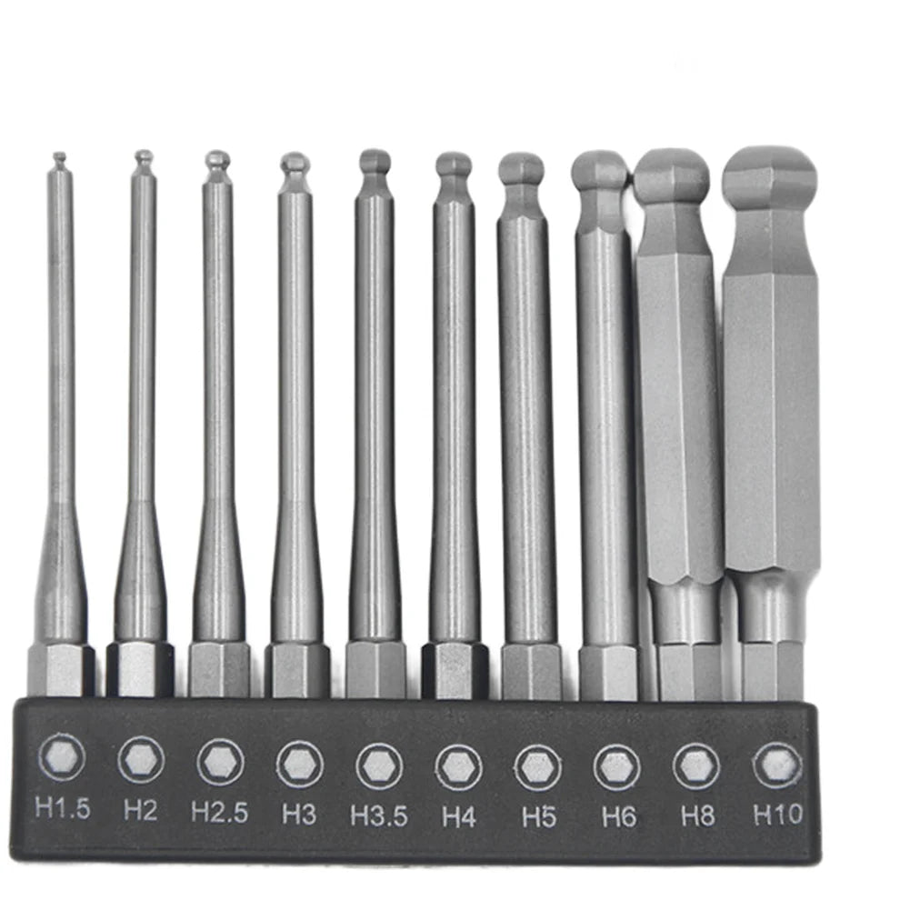 10pc Magnetic Ball Head Hex Screwdriver Bit Set – 75mm 1/4" Shank Screwdriver Bit Set Vue 75mm Ten-piece Set China Mainland