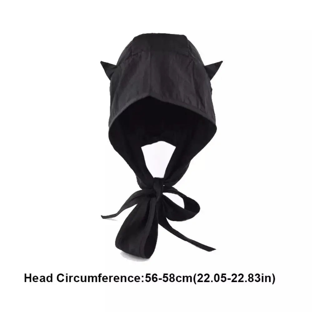 Polyester Strap Pullover Hat Solid Little Devil Headscarf Hats Funny