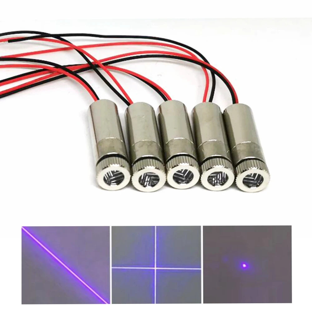 5pcs Focusable 405nm 10mw 20mw 50mw Violet Blue Laser Diode Module 12*35mm 3-5V Vue 20mw cross None