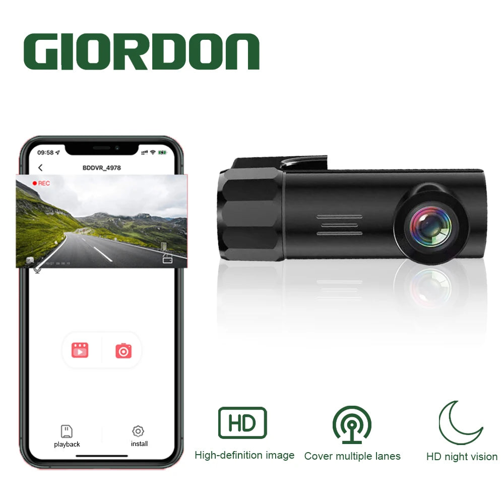 12 V Dash Cam for Cars Car Camera HD 170° Wide Angle 1080P Video Recorder Front Camera for Bluetooth App security system Vue 64G