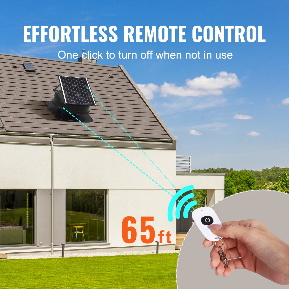 Solar Attic Fan 40W 1230 CFM Roof Vent with Thermostat & Adapter Solar Attic Fan Vue