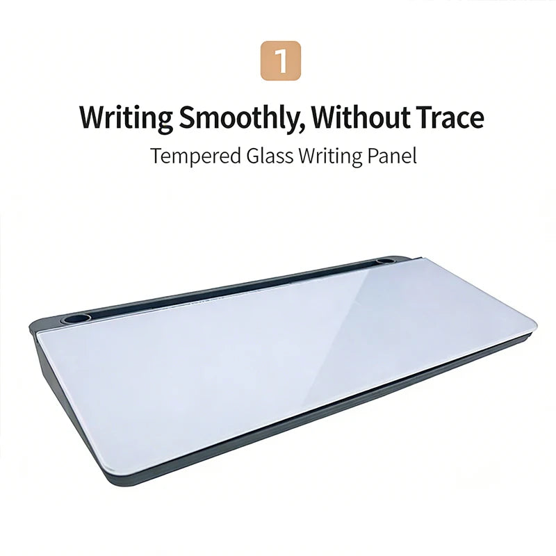 Desktop Whiteboard with Invisible Storage Smooth Writing Blackboard Glass Whiteboard Office Notes White Board with Card Slots Vue
