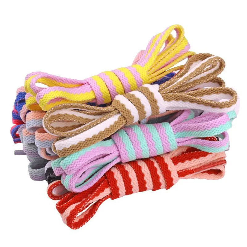 Two-tone Flat Shoelaces Classic Woven Cutout Sneakers Color Block Shoelace Flat Suitable For All Shoes Lace Adult Children Vue
