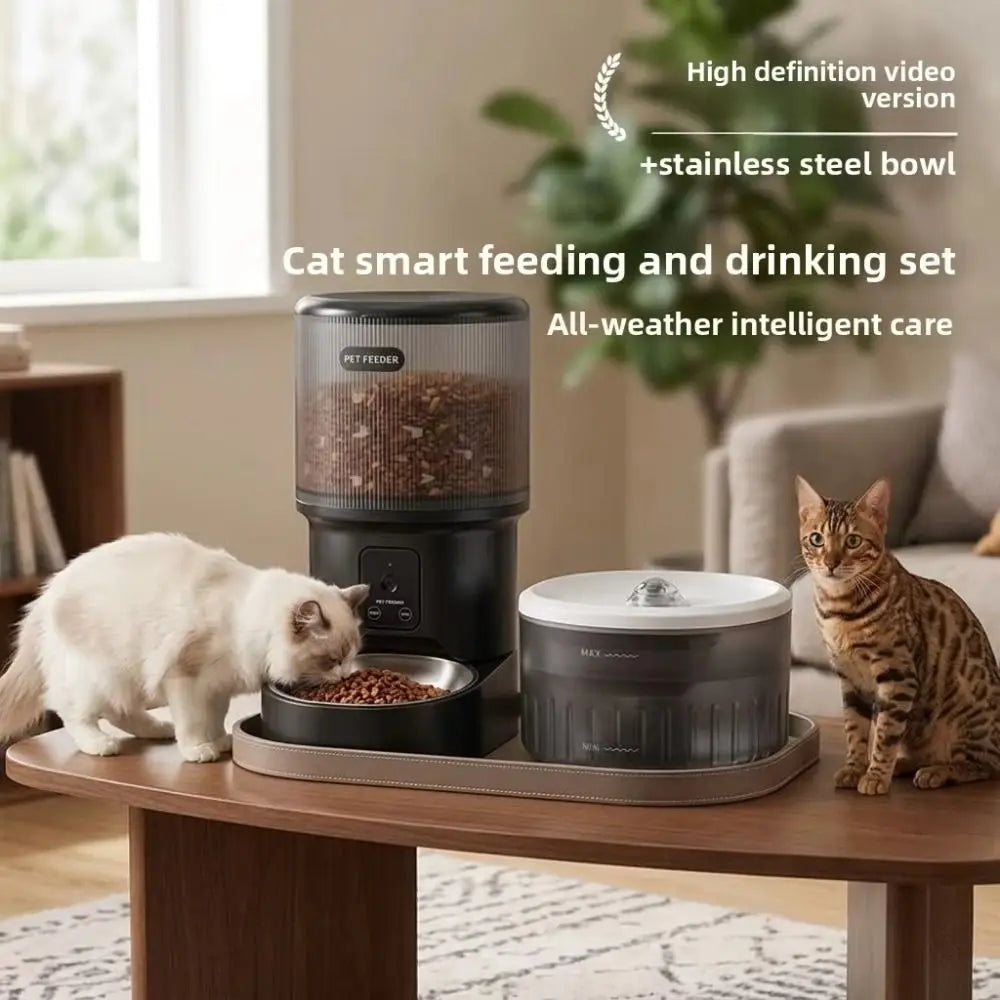 Large Capacity Automatic Pet Feeder Voice Control Timed Feeding Smart Pet Feeder with Bowl with Camera Pet Intelligent Feeder Vue