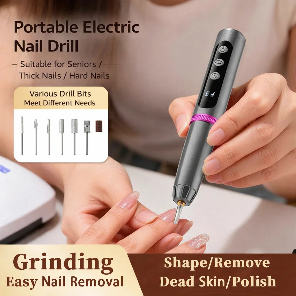 2-in-1 Electric Nail Polisher Professional Nails Grinding Polishing Dead Skin Removal Multiple grinding heads Manicure Machine Vue