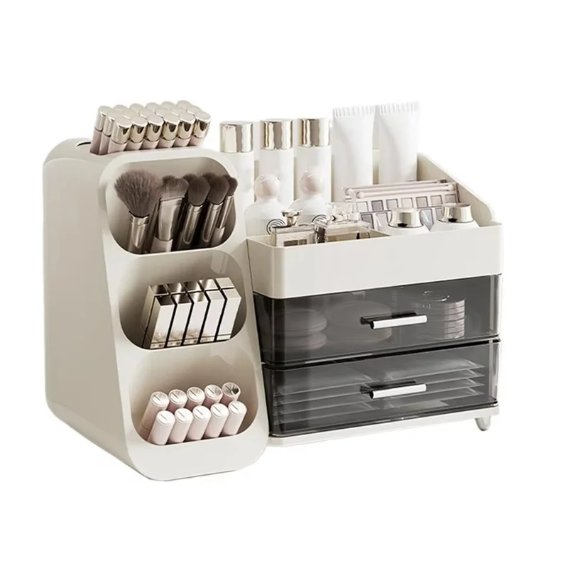 Drawer Style Makeup Storage Box Dormitory Organizer Plastic Cosmetics Skincare Dressing Table Desktop Sundrie Containerabkw Vue