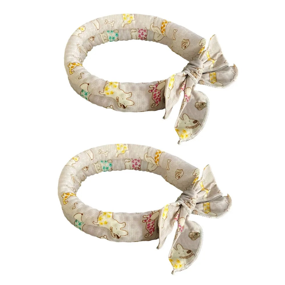 2Pcs Cute Print Pet Cooling Ice Scarf Adjustable Breathable Towel Pet Cool Neck Ring Reusable Ice Towel Dog Cooling Collar Vue Style 2