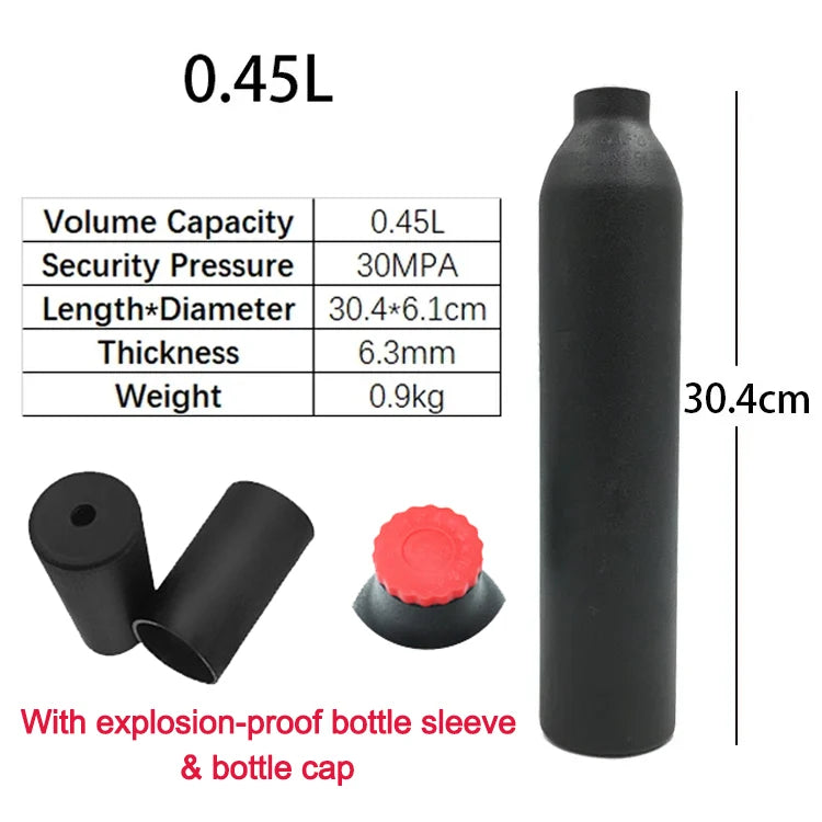 Dreamburgh Aluminum CO2 Tank 4500PSI | M18×1.5 Aquarium Cylinder CO2 Gas Cylinder Vue 0.45L