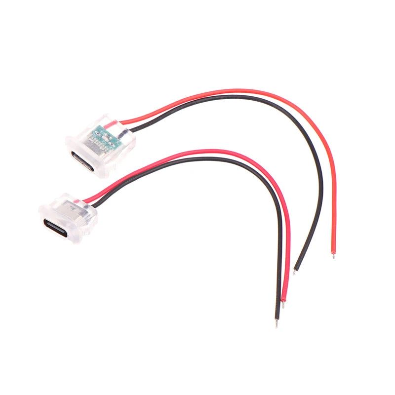 2pin USB Type C Input Type Charging Socket With LED Lights Plate Waterproof USB-C Power Port TYPE-C Female Connector Jack Vue