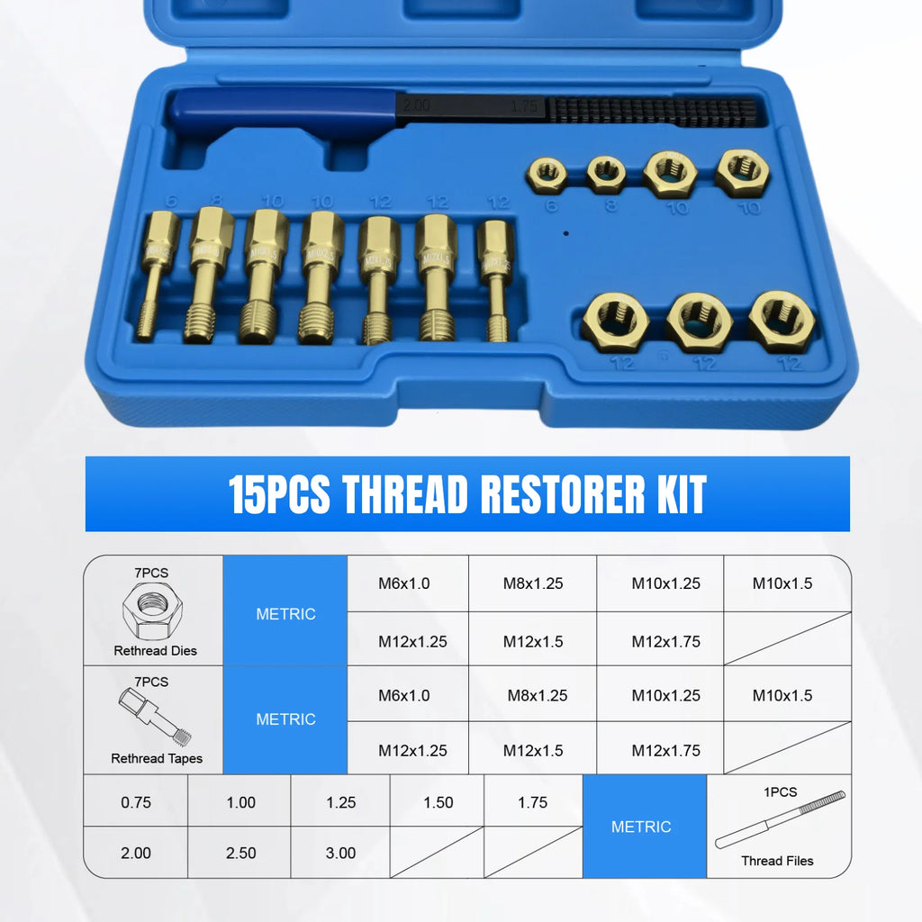 Nilight Thread Chaser Set SAE Metric Master Thread Repair Kit with Case 28 Taps 28 Dies 3 Files 2 Gauges Universal UNC UNF Sizes Automotive Tool for Mechanic Auto Shop Home Garage Repair Vue