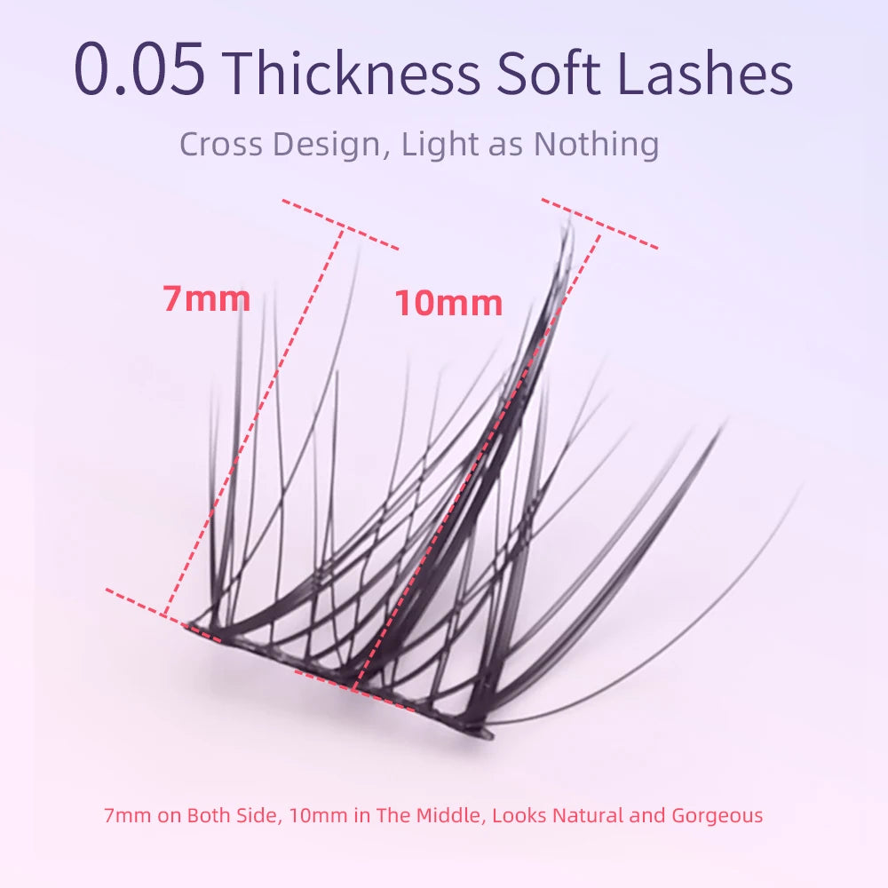 NAGARAKU False Eyelashes 0.05C Bonded Cluster Lashes Makeup Individual Self Grafting Eyelash Extension Self-making DIY New Comic Vue