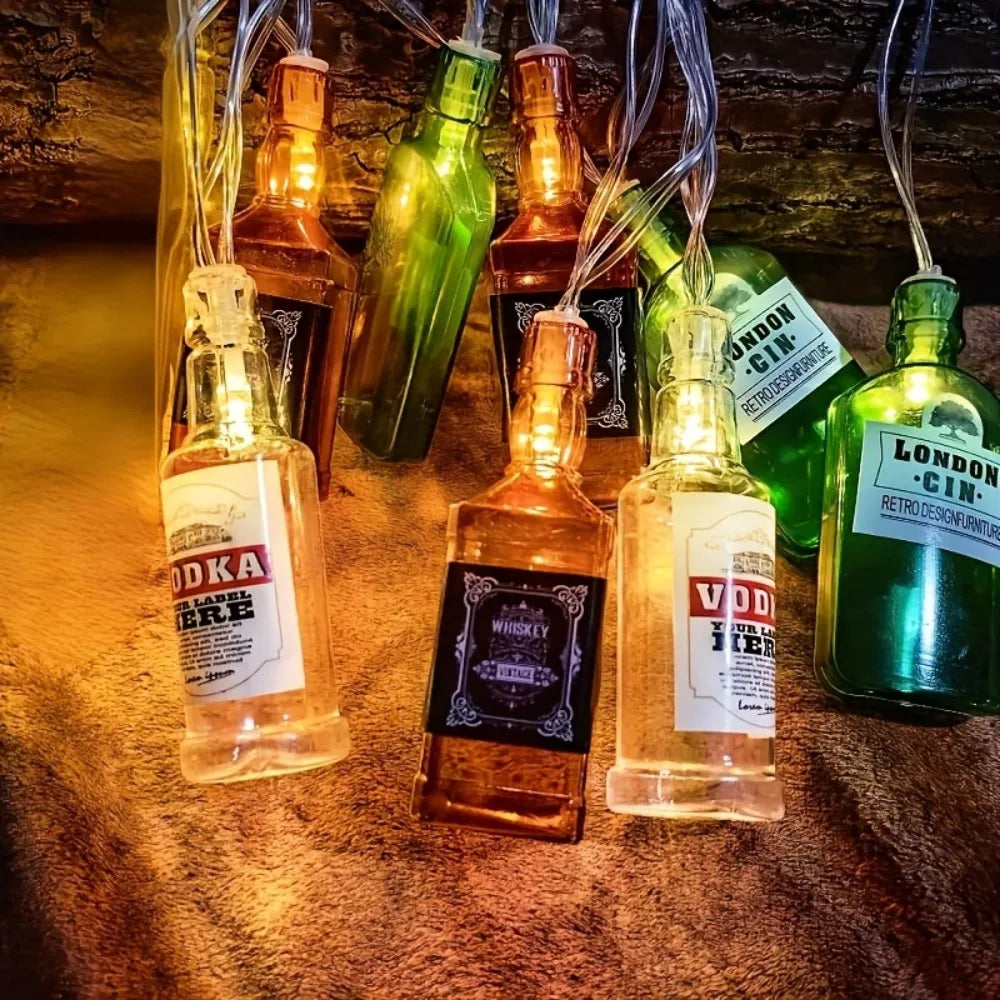 1pc LED Wine Bottle String Lights,Beer Bottle String Lights for Indoor Bars Walls Party Home Birthday Christmas,Battery Powered Vue