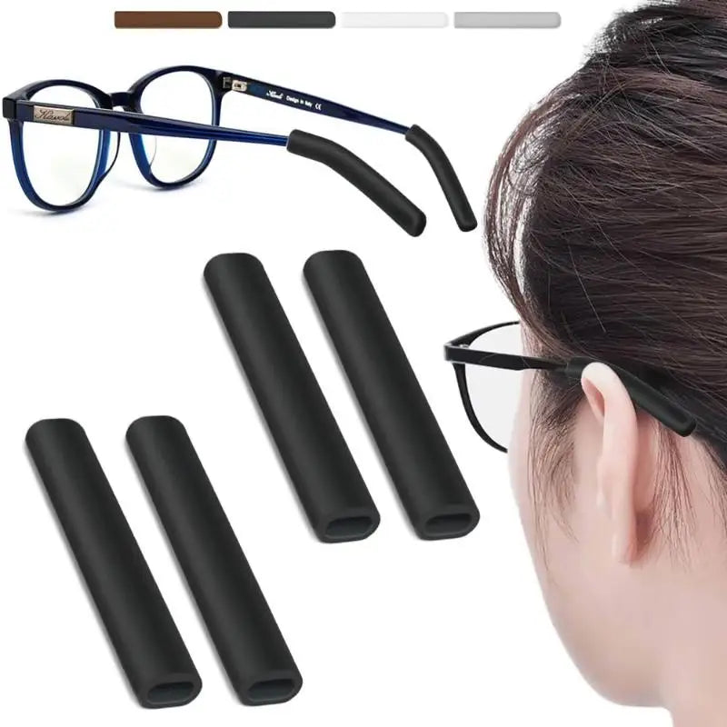 2 Pairs Silicone Anti-Slip Holder Glasses Anti-slip Cover Ear Hook For Sunglasses Eyeglass Leg Temple Tips Black White Brown Vue