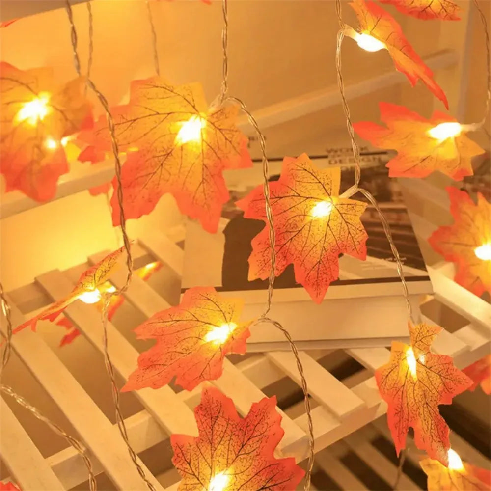 1PC 10/20LED Red Maple Leaf String Lights, Indoor Decor for Bedroom, Holiday Lighting for Halloween Thanksgiving Christmas Vue Warm White 1PC 3M20LED