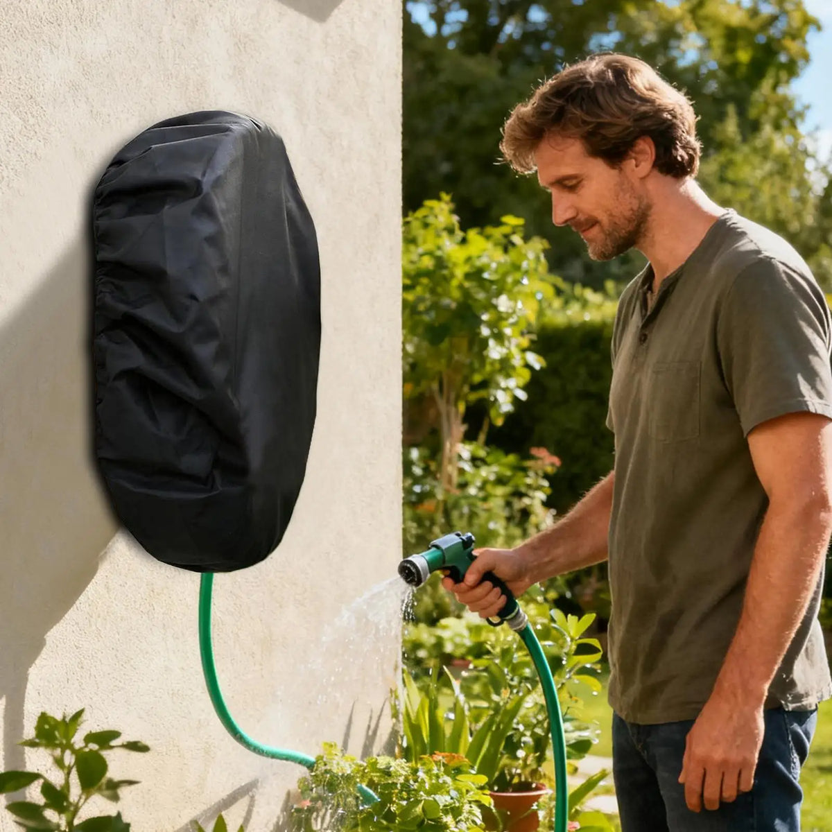 Hose Cover Heavy Duty Oxford Cloth Dustproof Bag Garden Hose Reel Protection Cover for Backyard Farm Outdoor House Balcony Lawn Vue