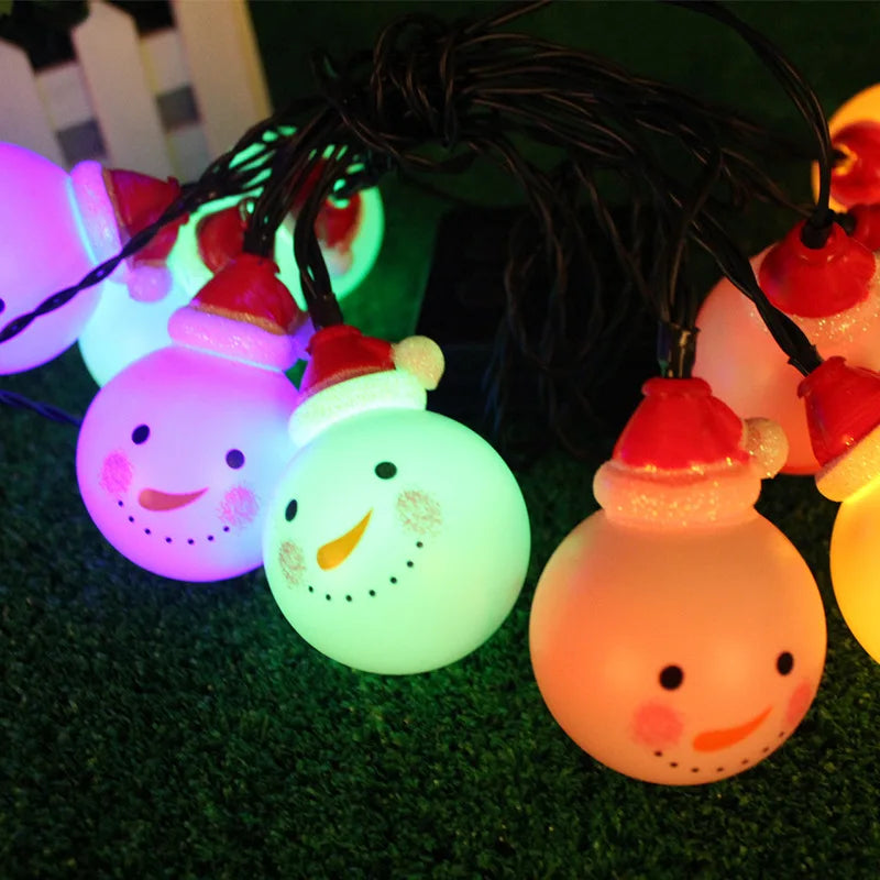 Solar Led Christmas Snowman String Light Outdoor Christmas Tree Decoration Holiday Garden Light Solar Powered Vue