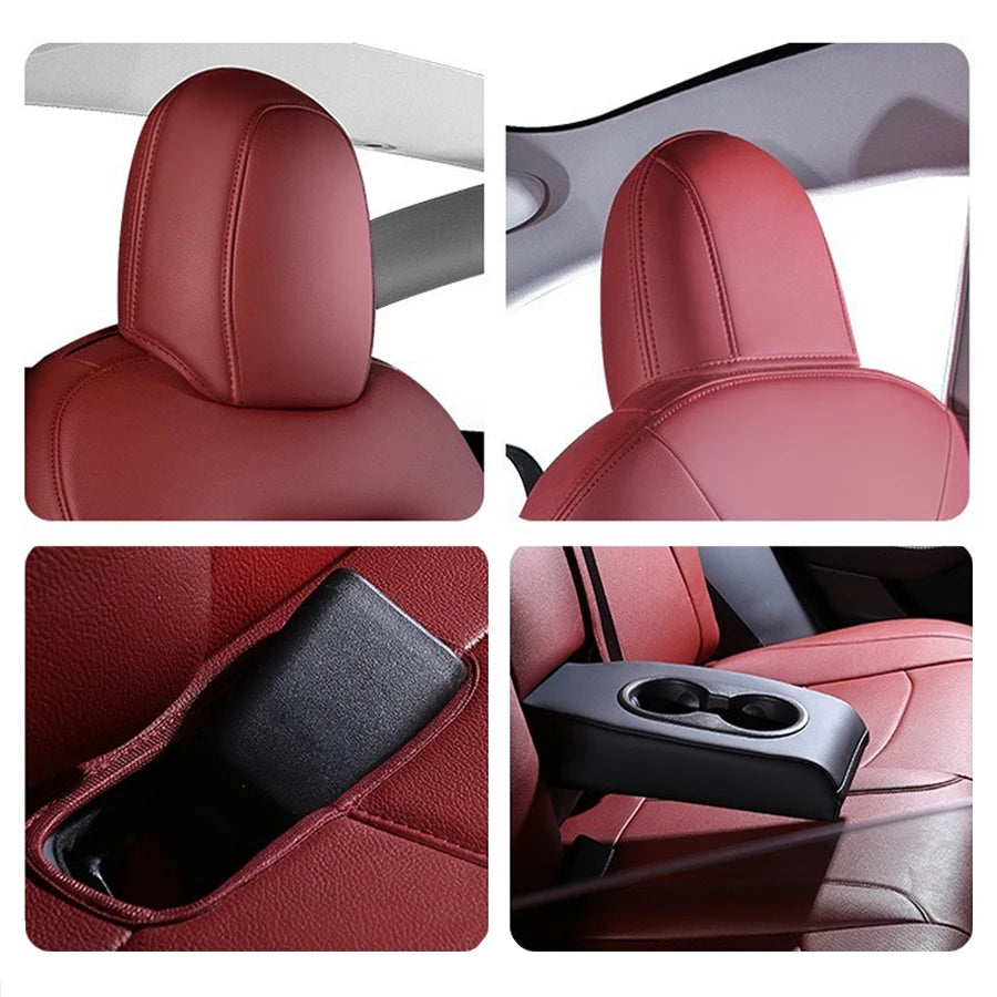 For Tesla Model 3 Model Y 2017-2025 Premium Car Seats Cover Nappa Leather Full Surround Style Cushion Interior Accessories Vue